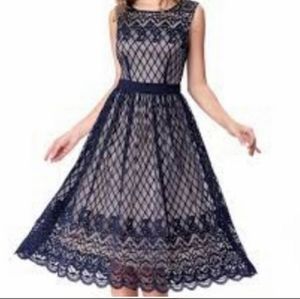 NOCTFLOS Lace Overlay Party Dress